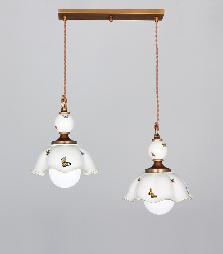 버터린 화이트 공 도자기 1등, 2등, 3등 펜던트전등 식탁등